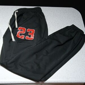Black Sweatpants with Red 23 Print